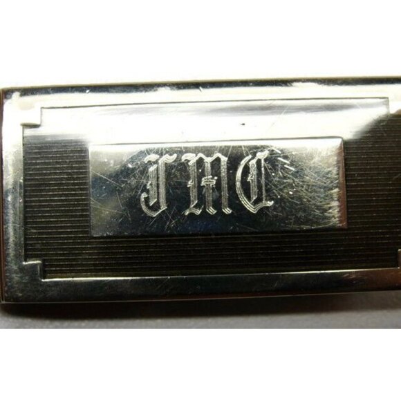 Money Clip Stainless Steel Credit Card Cash ID Holder Silver Tone JMC Initials - Picture 5 of 9